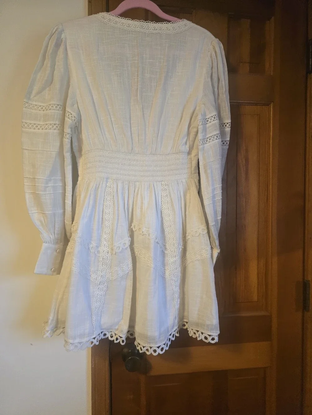 White Lace-Trim Button Front Hemant & Nandita Dress - Picture 7 of 9